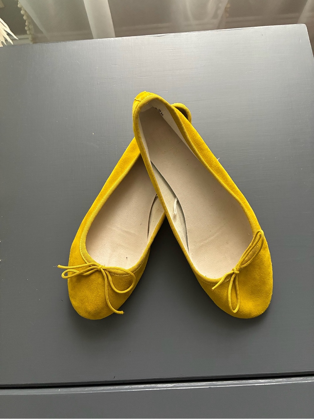 GAP Yellow Suede Bow Ballet Flats